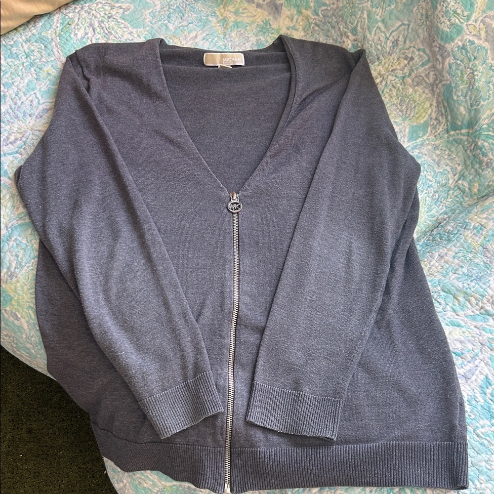 MICHAEL Michael Kors Charcoal Grey Zip Cardigan